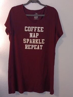 Secret Treasures Burgundy Sleep Gown with White Lettering